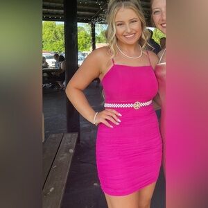 Hot pink short formal dress